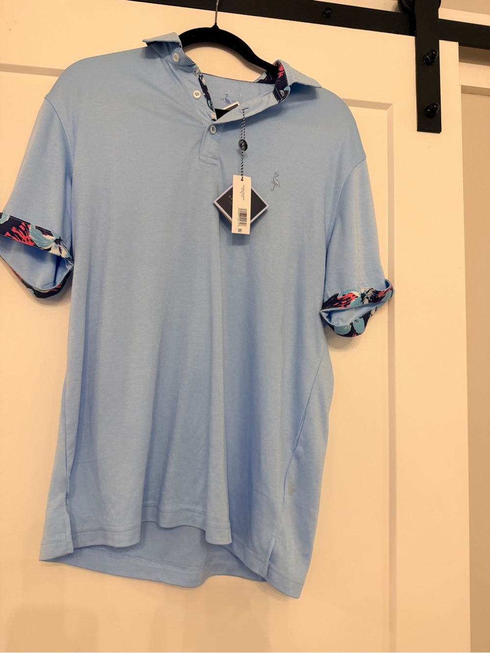 Polo by Ralph Lauren Light Blue Polo with Floral Trim